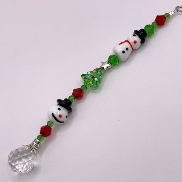 Christmas Snowman X-mas Tree Car Rearview Suncatcher Prism Charm Ornament CC108 - Picture 2 of 4